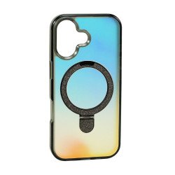 Color Gradient Design Style Magnetic Magsafe Phone Case with Glitter Kickstand Ring for Apple iPhone 17 (Black) Color Gradient Design Style Magnetic Magsafe Phone Case with Glitter Kickstand Ring for Apple iPhone 17 (Black)
